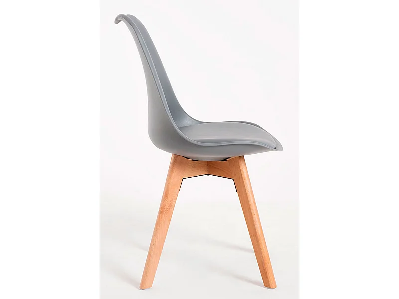 Descuento extra - Conjunto Mesa Tower Redonda 80 cm Blanca y Pack 2 Sillas Synk Basic - Gris