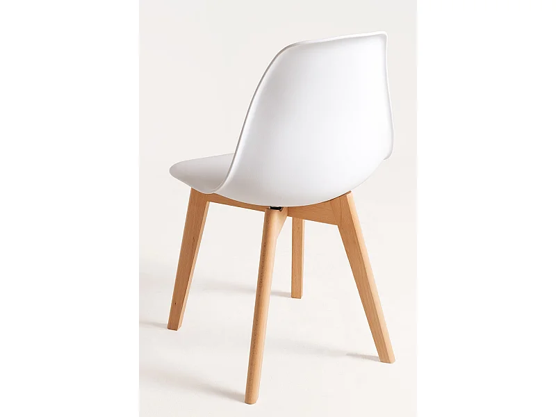 Descuento extra - Conjunto Mesa Tower Redonda 80 cm Blanca y Pack 2 Sillas Kelen - Blanco