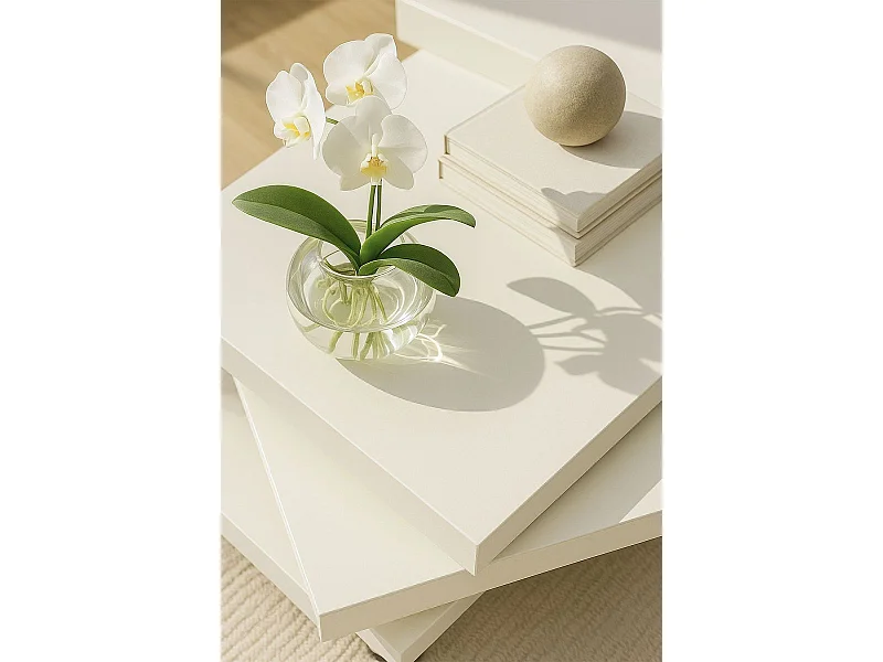 Mesas Auxiliares - Mesa de Centro Move Triple Balda Blanca