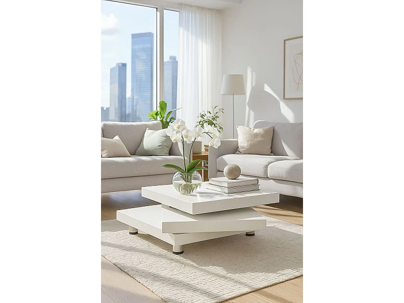 Mesas Auxiliares - Mesa de Centro Move Triple Balda Blanca