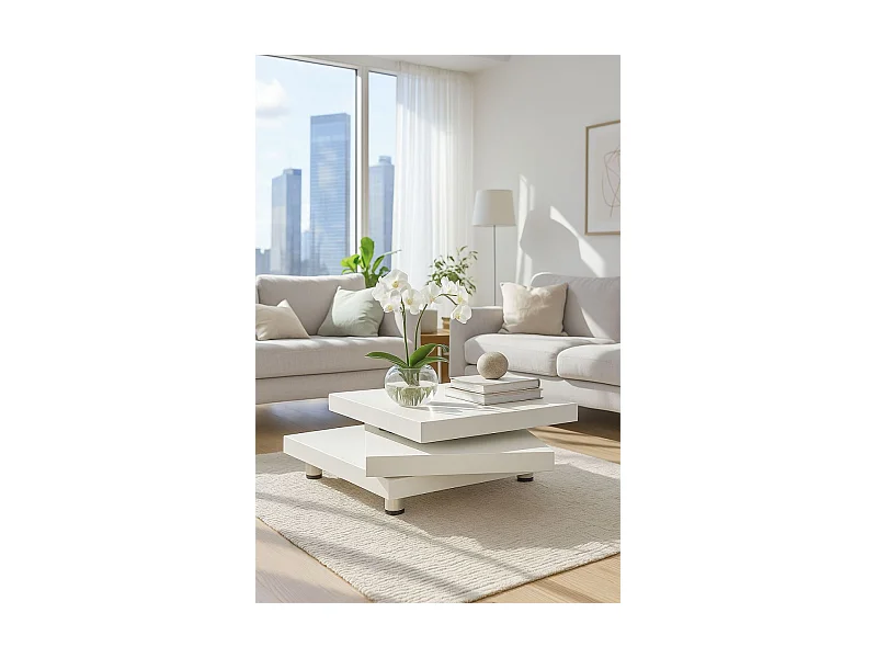 Mesas Auxiliares - Mesa de Centro Move Triple Balda Blanca