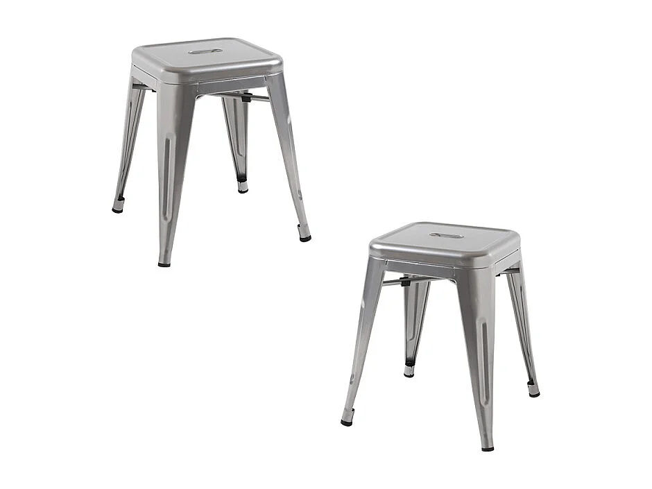 Lote de 2 Taburetes Torix Pequeños - Gris metalizado