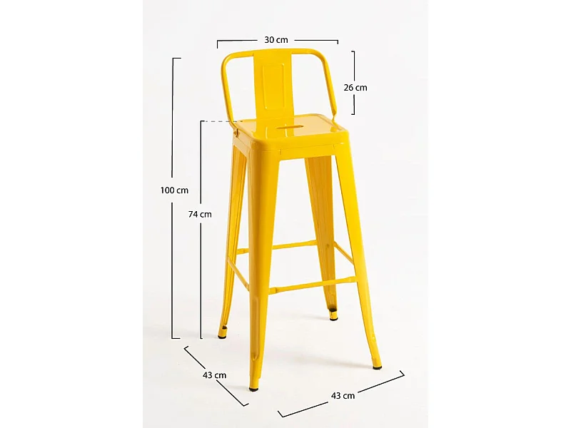 Lote de 6 Taburetes Torix Respaldo - Amarillo