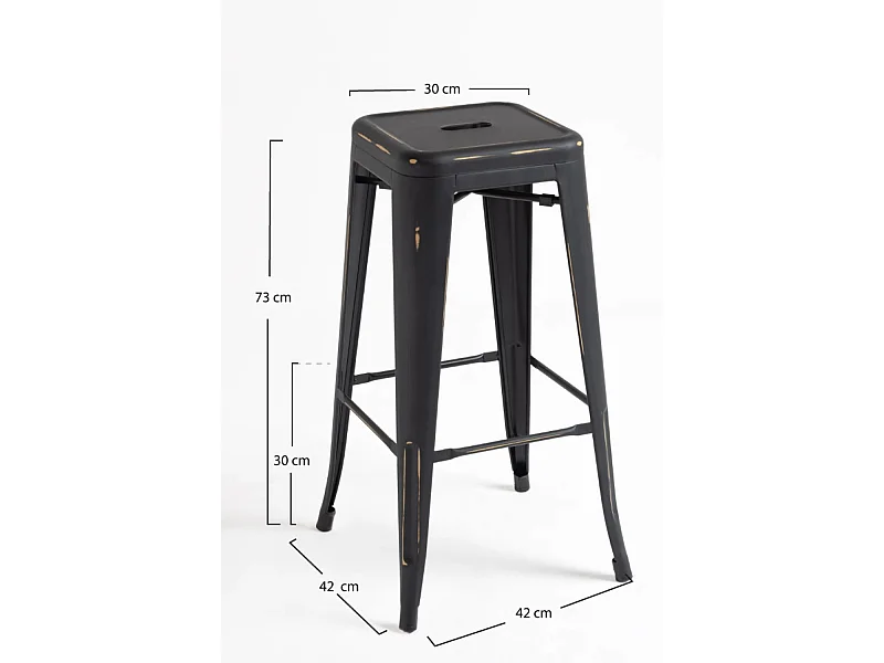 Lote de 4 Taburetes Torix Vintage - Negro vintage