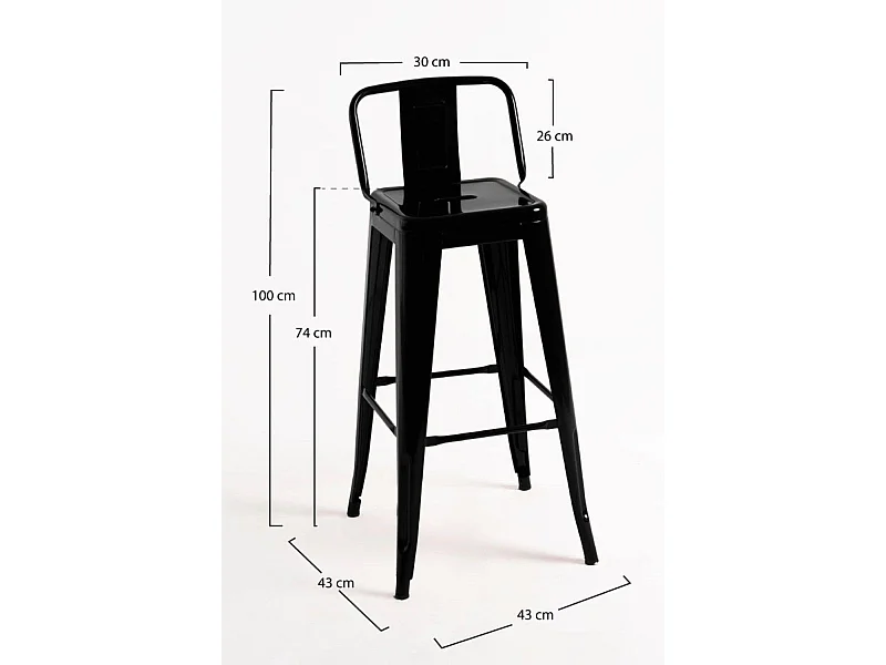 Lote de 6 Taburetes Torix Respaldo - Negro