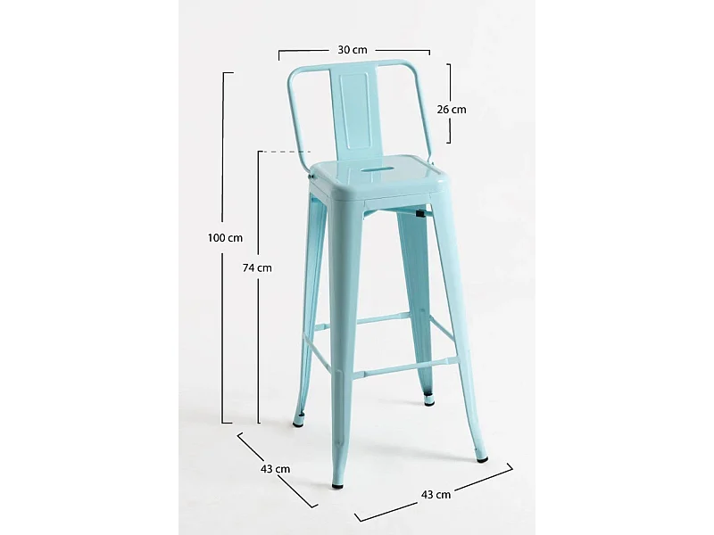 Lote de 6 Taburetes Torix Respaldo - Azul cielo