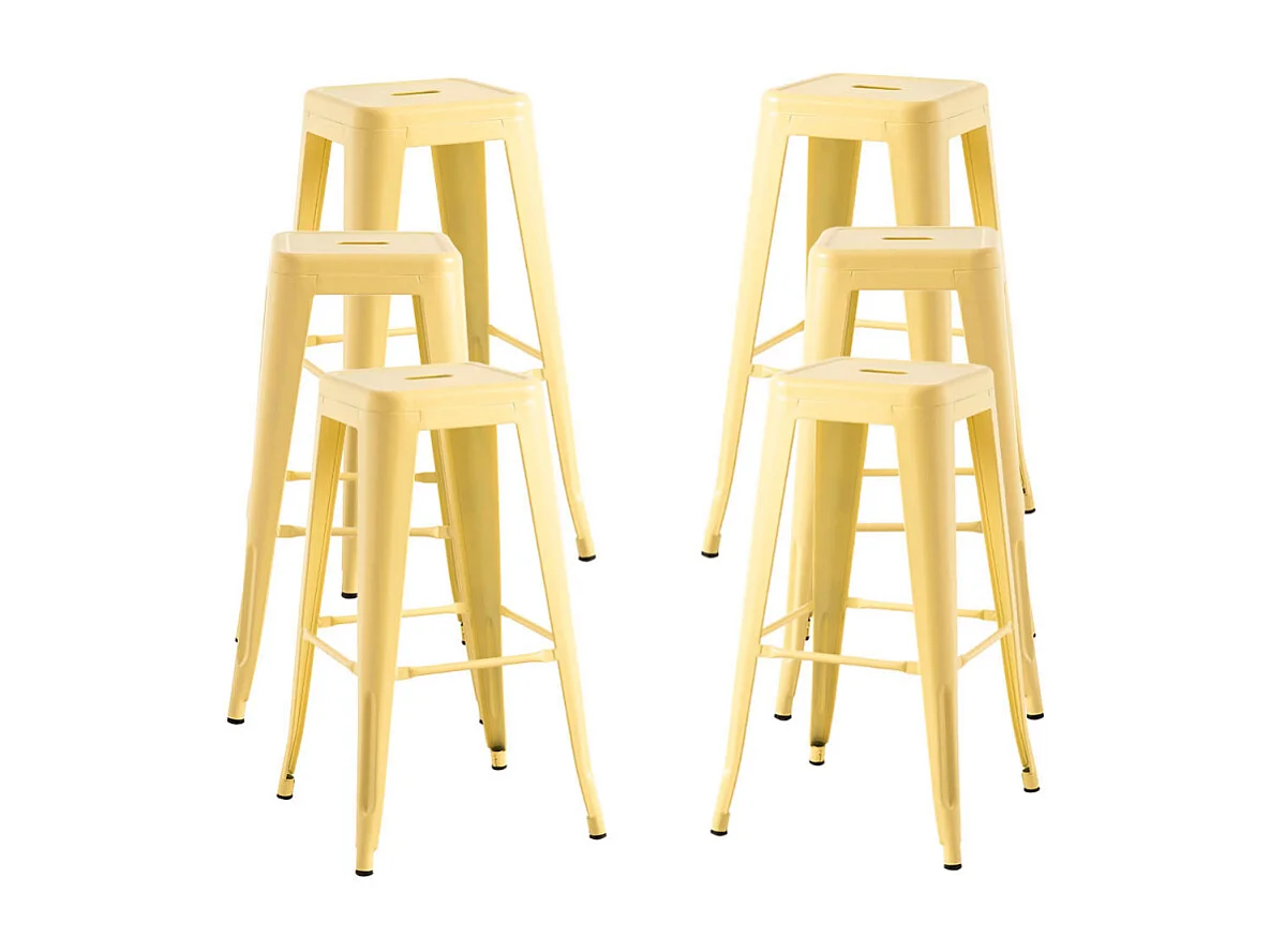 Lote de 6 Taburetes Torix Altos - Amarillo Cuarzo