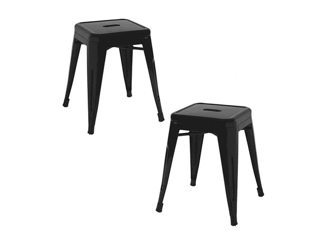 Lote de 2 Taburetes Torix Pequeños - Negro mate
