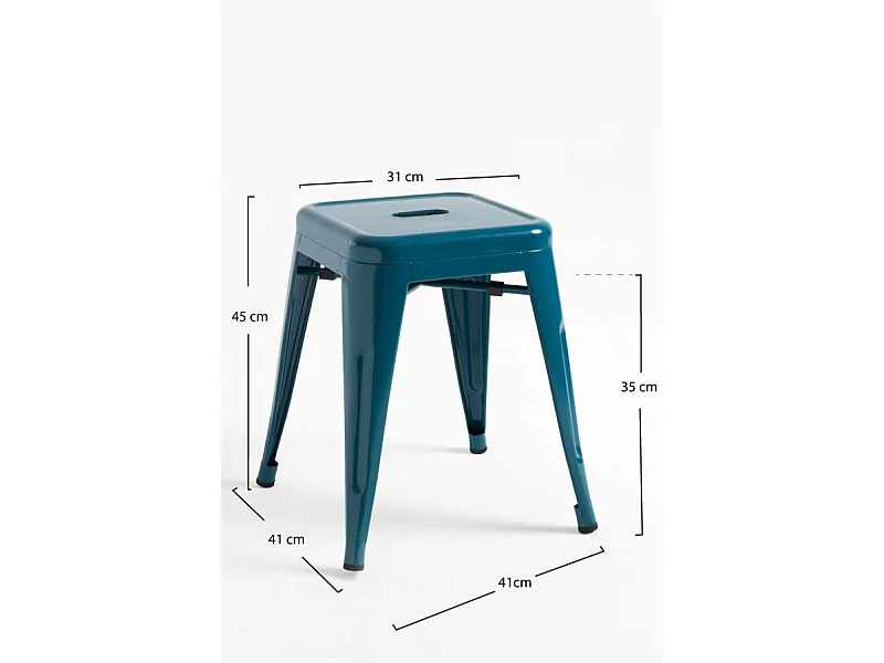 Lote de 4 Taburetes Torix Pequeños - Verde azulado