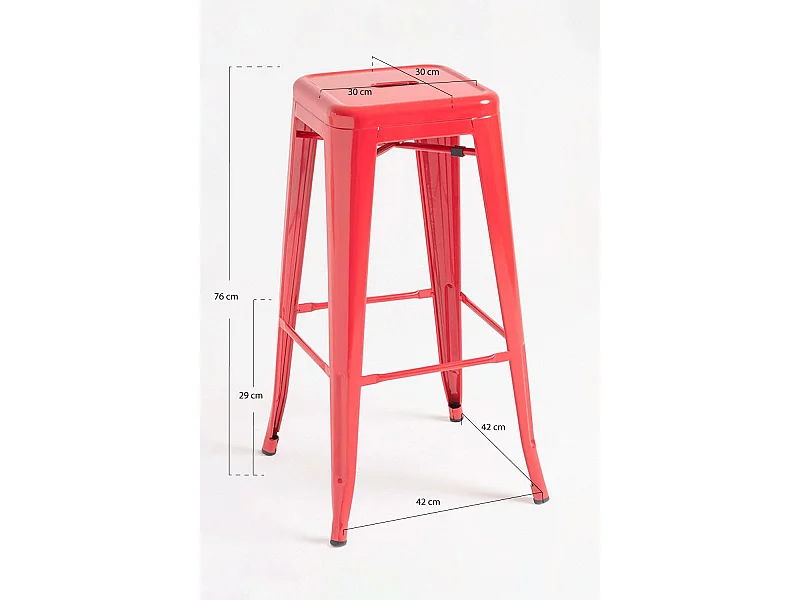 Lote de 2 Taburetes Torix Altos 76 cm - Rojo