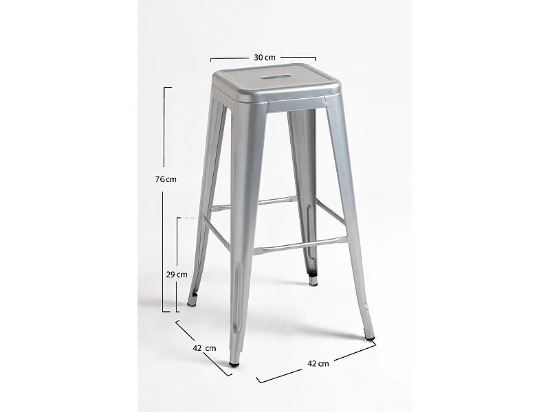 Lote de 2 Taburetes Torix Altos - Gris metalizado