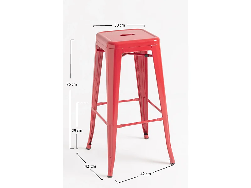 Lote de 4 Taburetes Torix Altos - Rojo