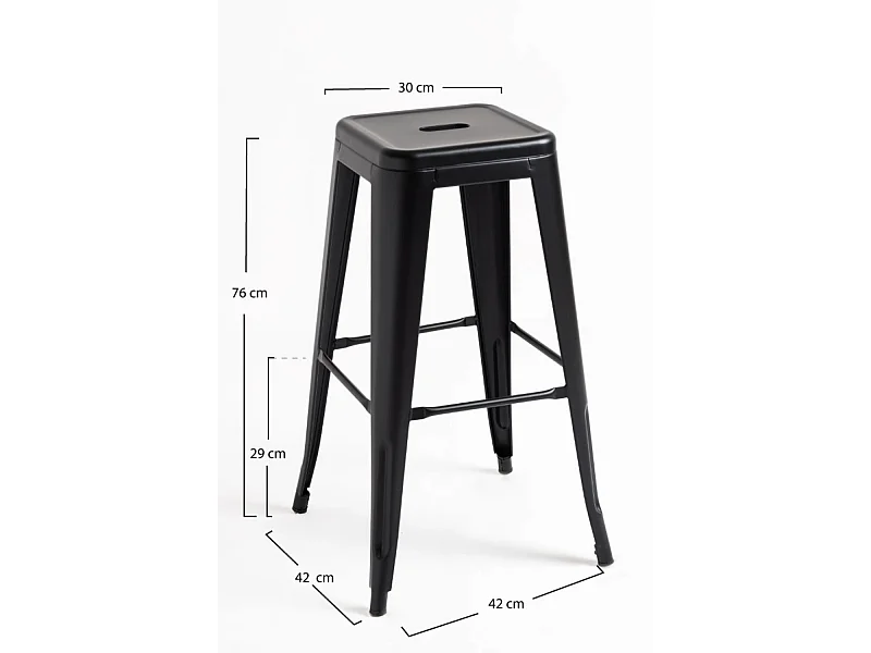 Lote de 2 Taburetes Torix Altos - Negro mate