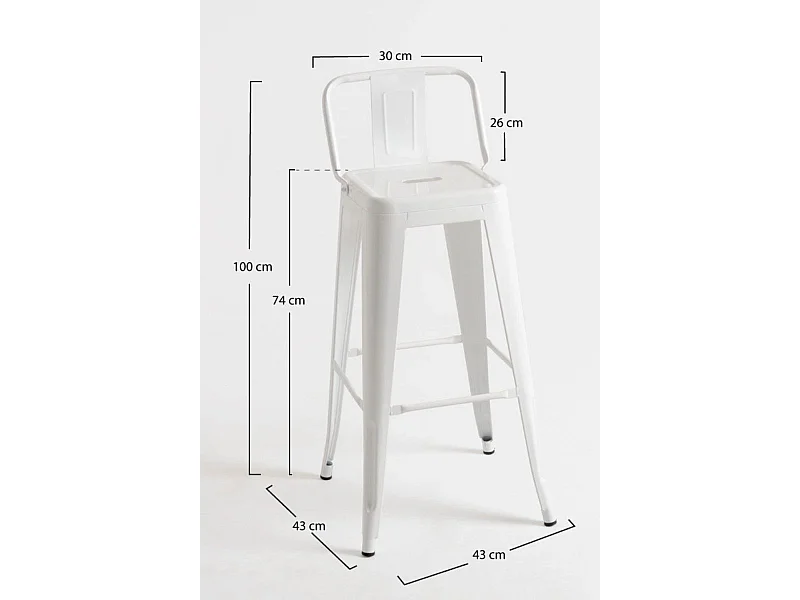 Lote de 6 Taburetes Torix Respaldo - Blanco