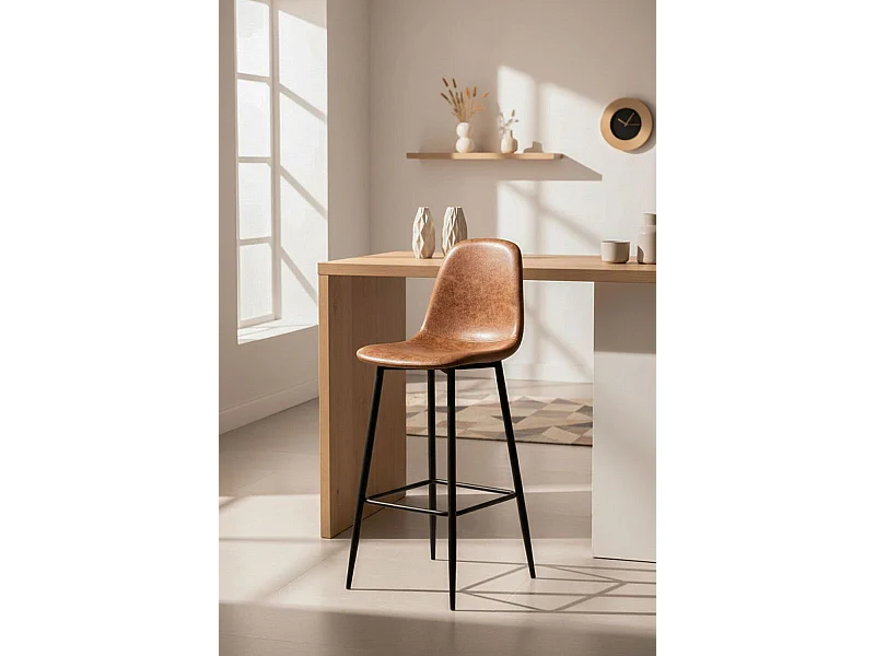 Taburetes Cocina - Taburete Veki Polipiel Vintage - Camel