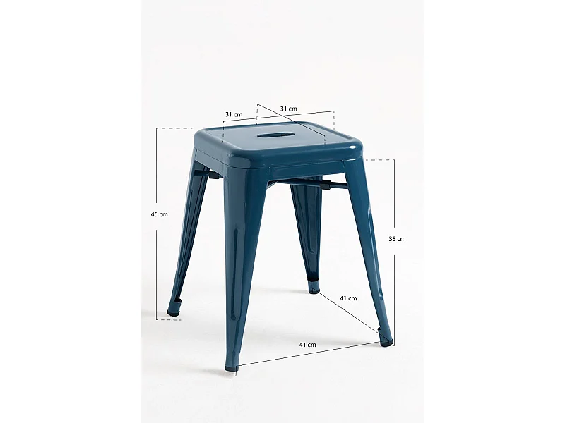 Lote de 2 Taburetes Torix Pequeños - Azul Petróleo