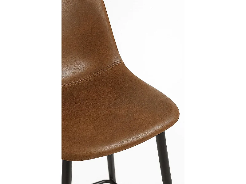 Taburetes Cocina - Taburete Black Teok Polipiel - Marrón Vintage