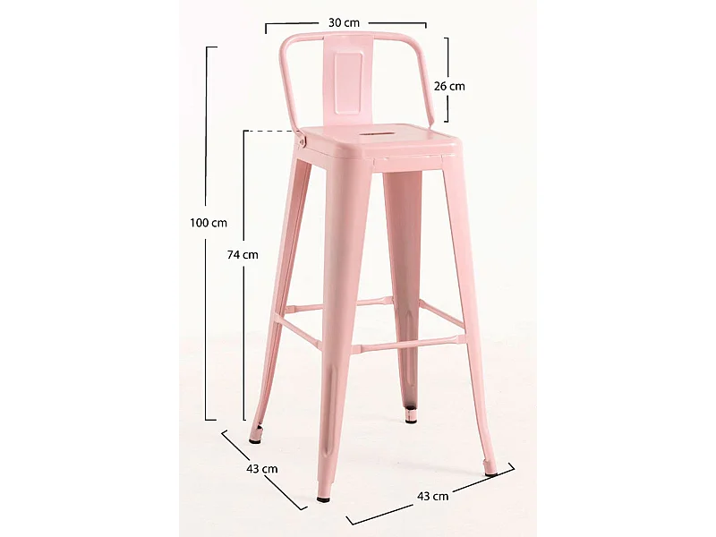 Lote de 6 Taburetes Torix Respaldo - Rosa Algodón de Azúcar