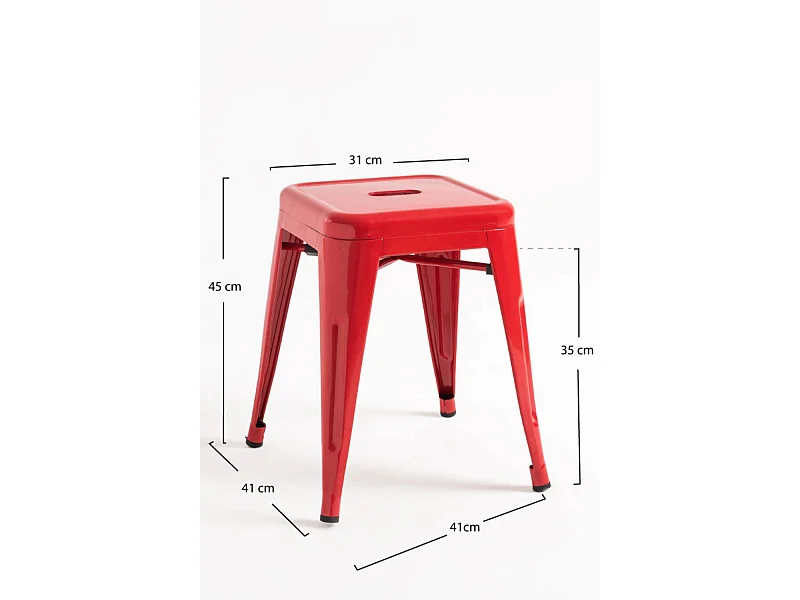 Lote de 2 Taburetes Torix Pequeños - Rojo