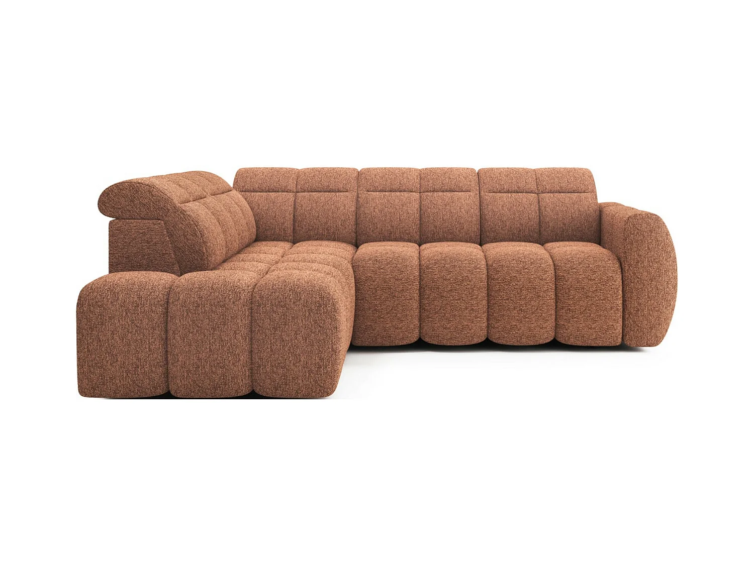 Canapé d’angle tissu Boboon – Convertible et coffre-Couleur Orange chiné-angle gauche