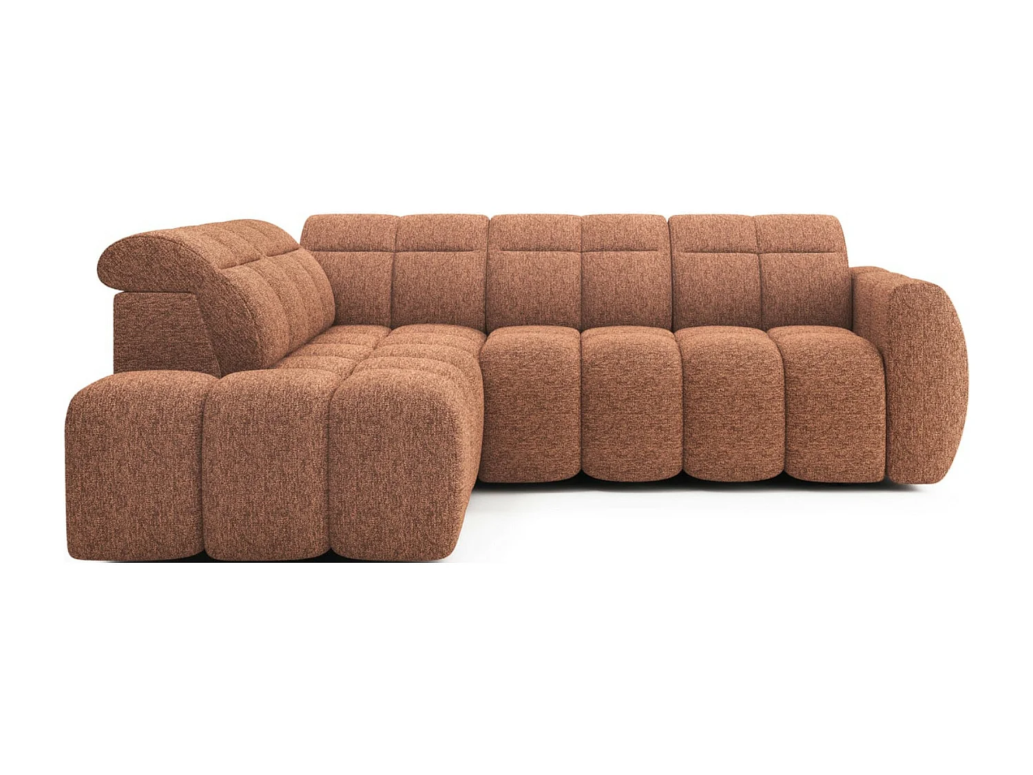 Canapé d’angle tissu Boboon – Convertible et coffre-Couleur Orange chiné-angle gauche