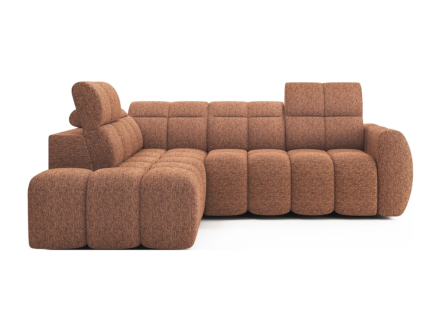 Canapé d’angle tissu Boboon – Convertible et coffre-Couleur Orange chiné-angle gauche