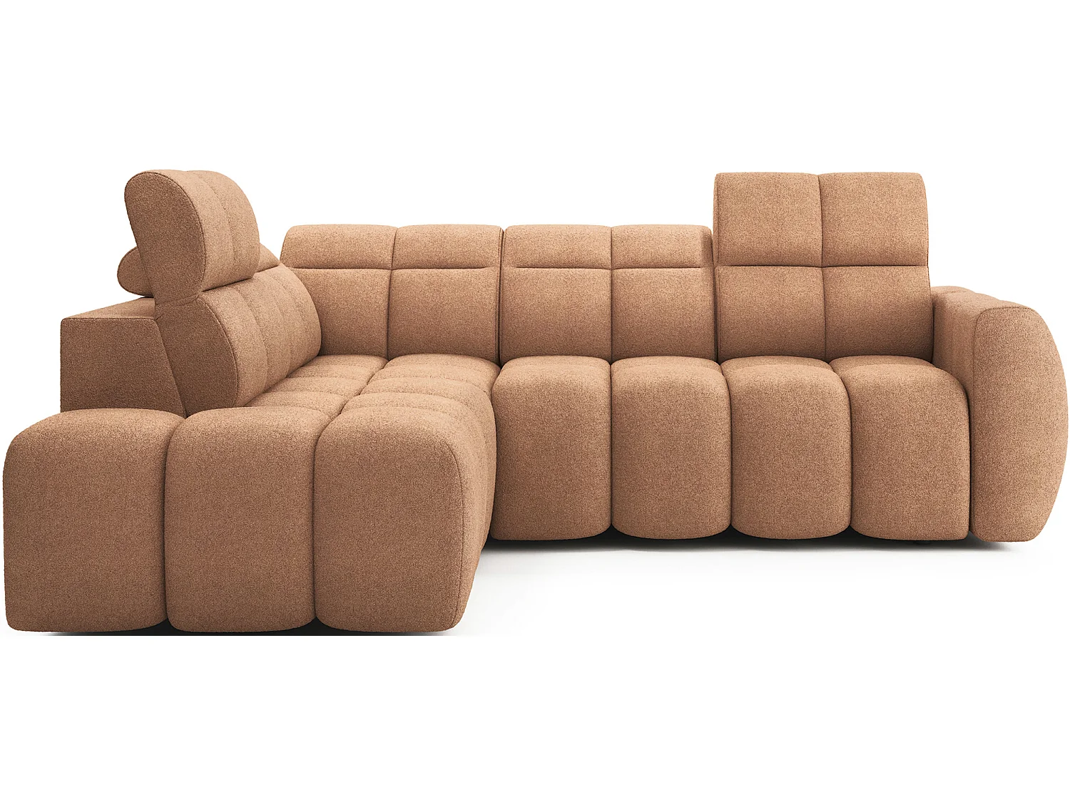 Canapé d’angle tissu Boboon – Convertible et coffre-Couleur Orange-angle gauche