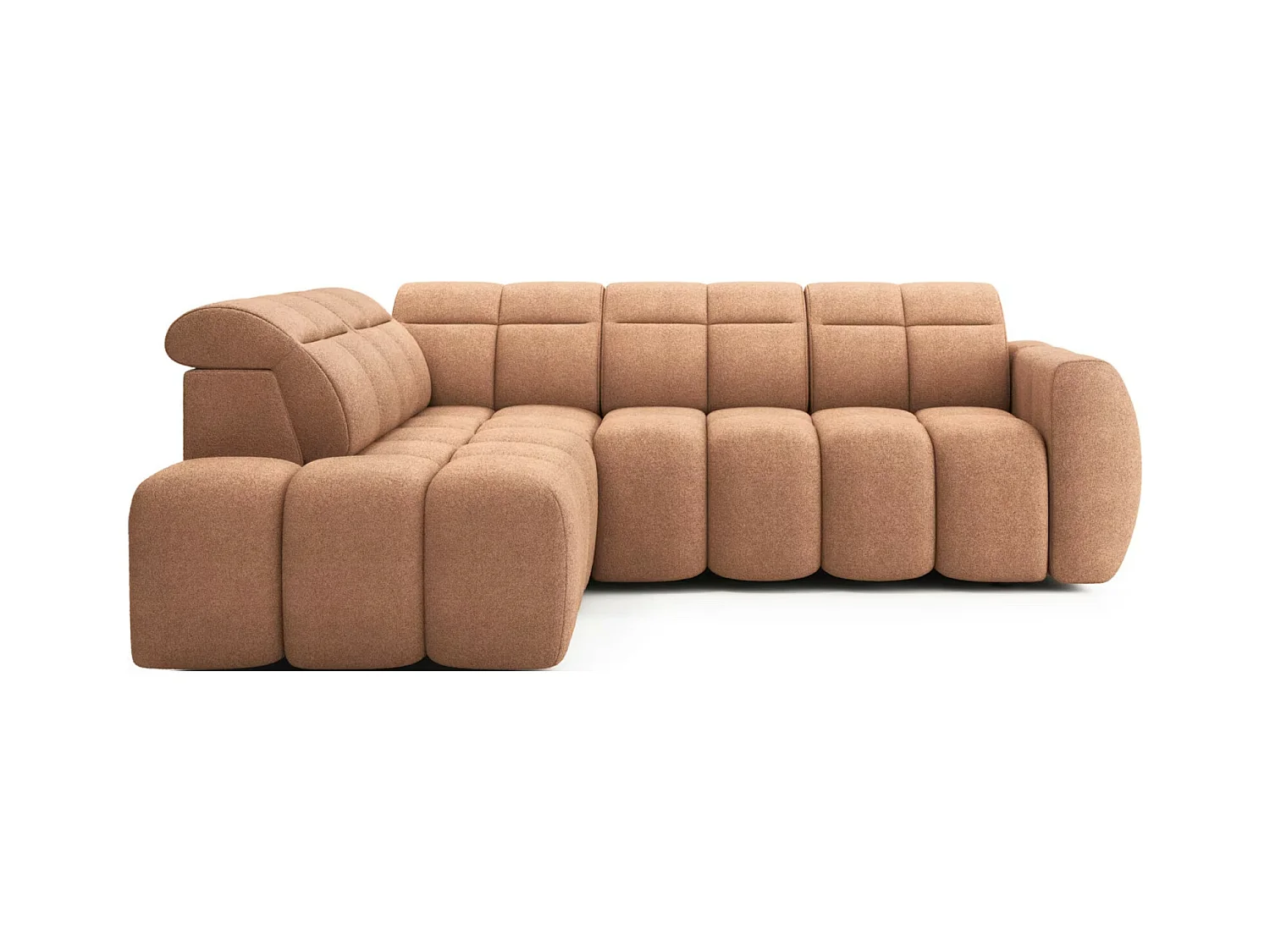 Canapé d’angle tissu Boboon – Convertible et coffre-Couleur Orange-angle gauche