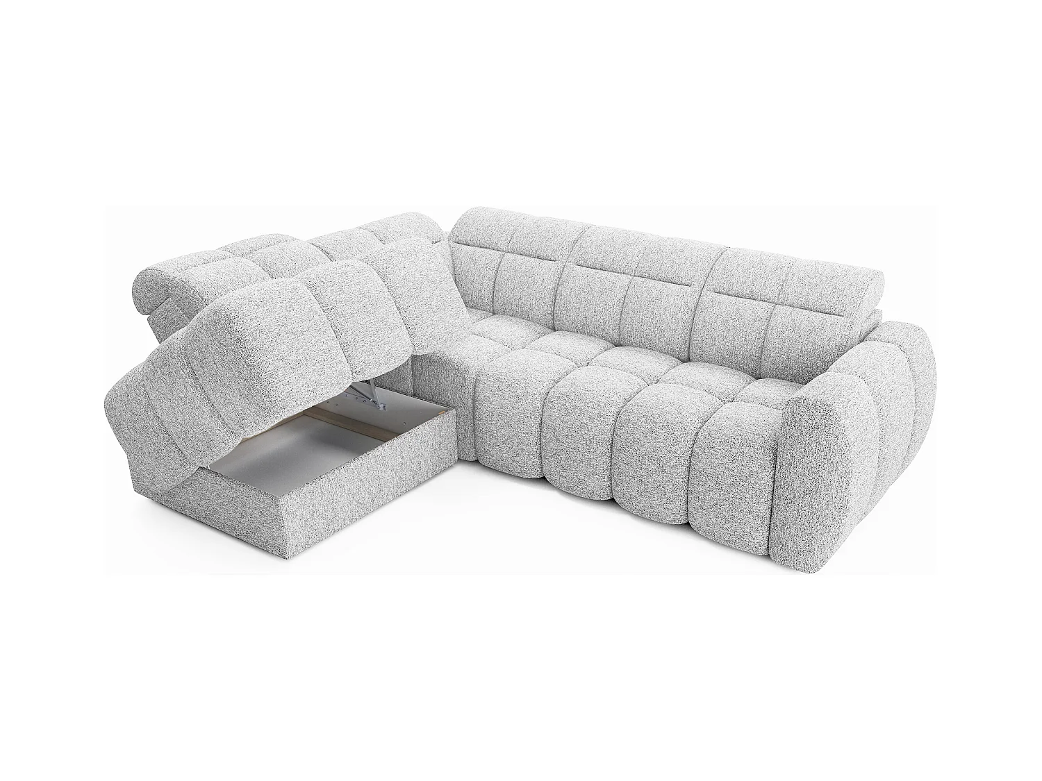 Canapé d’angle tissu Boboon – Convertible et coffre-Couleur Orange-angle gauche