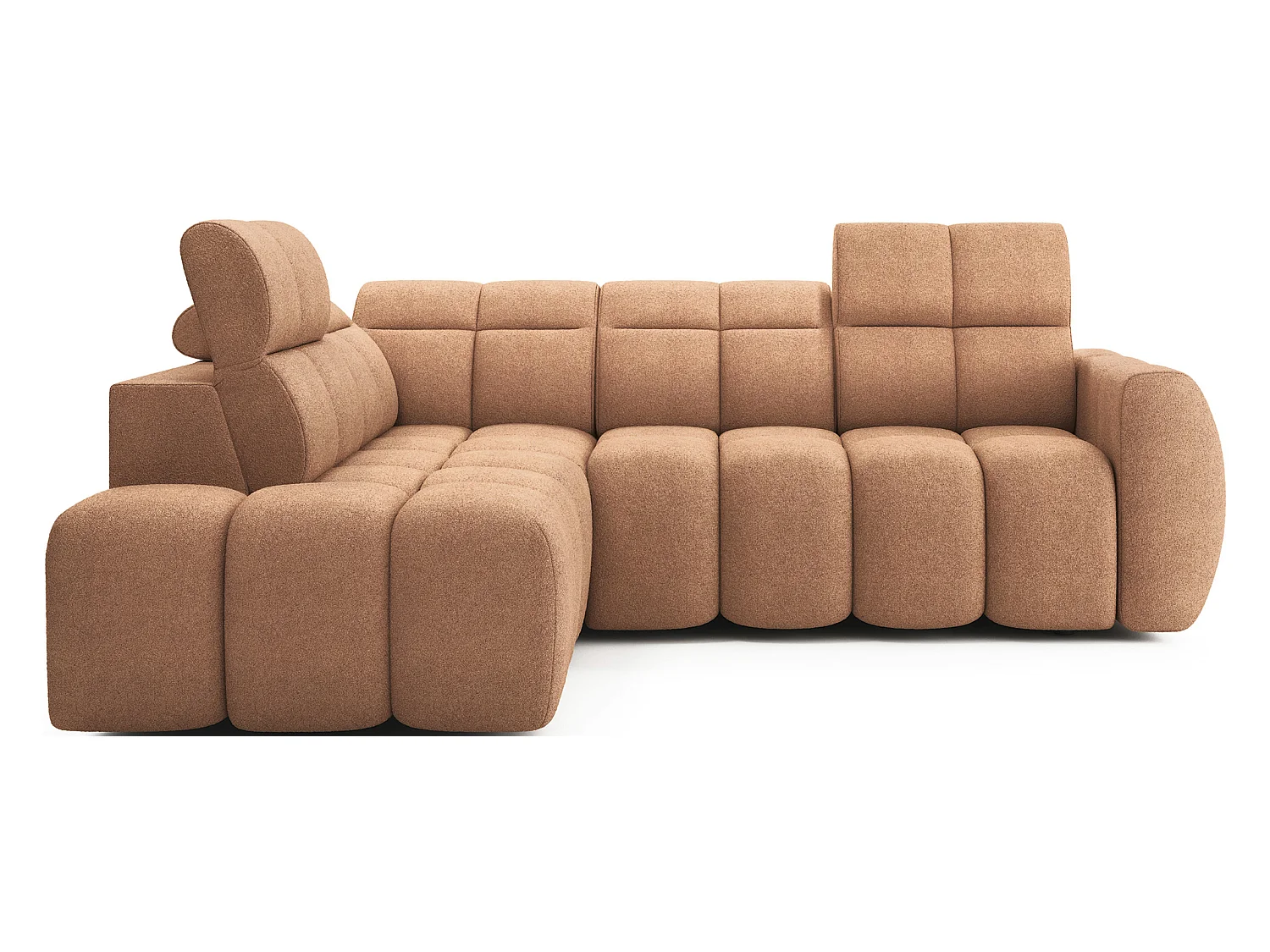 Canapé d’angle tissu Boboon – Convertible et coffre-Couleur Orange-angle gauche