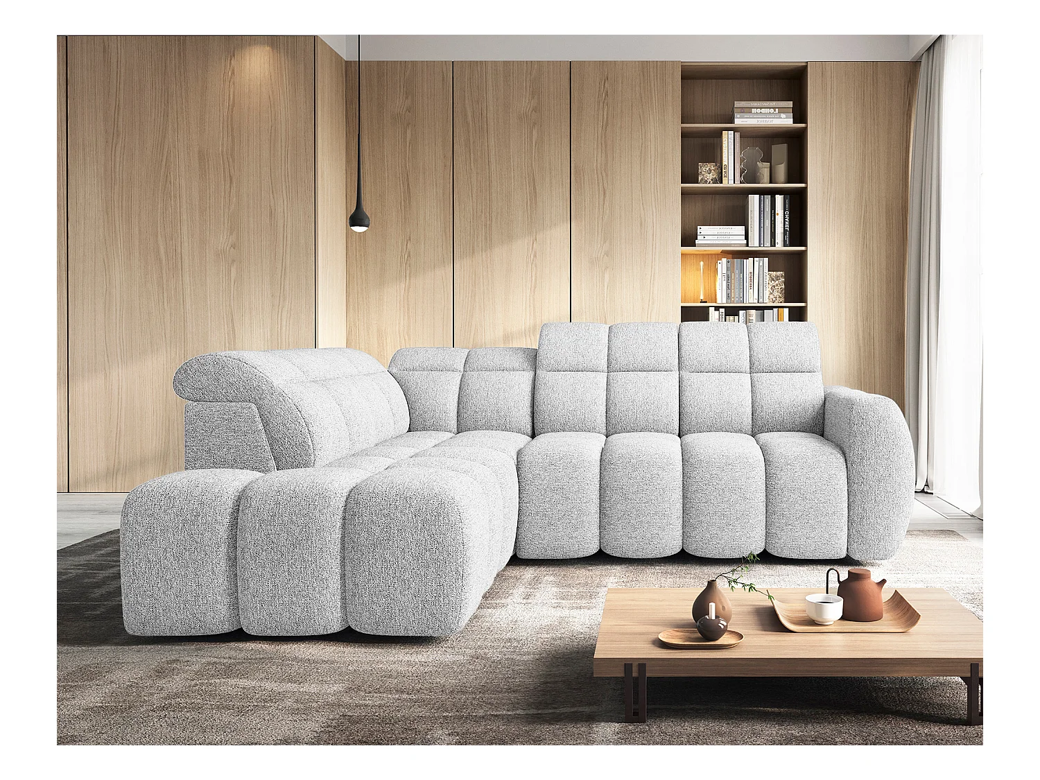 Canapé d’angle tissu Boboon – Convertible et coffre-Couleur Orange-angle gauche