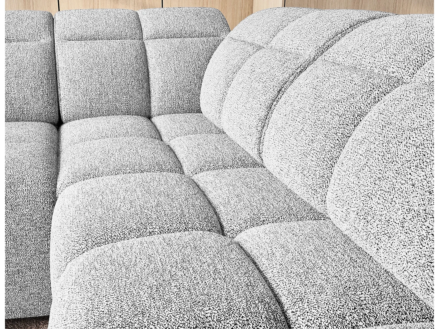 Canapé d’angle tissu Boboon – Convertible et coffre-Couleur Gris clair-angle droit