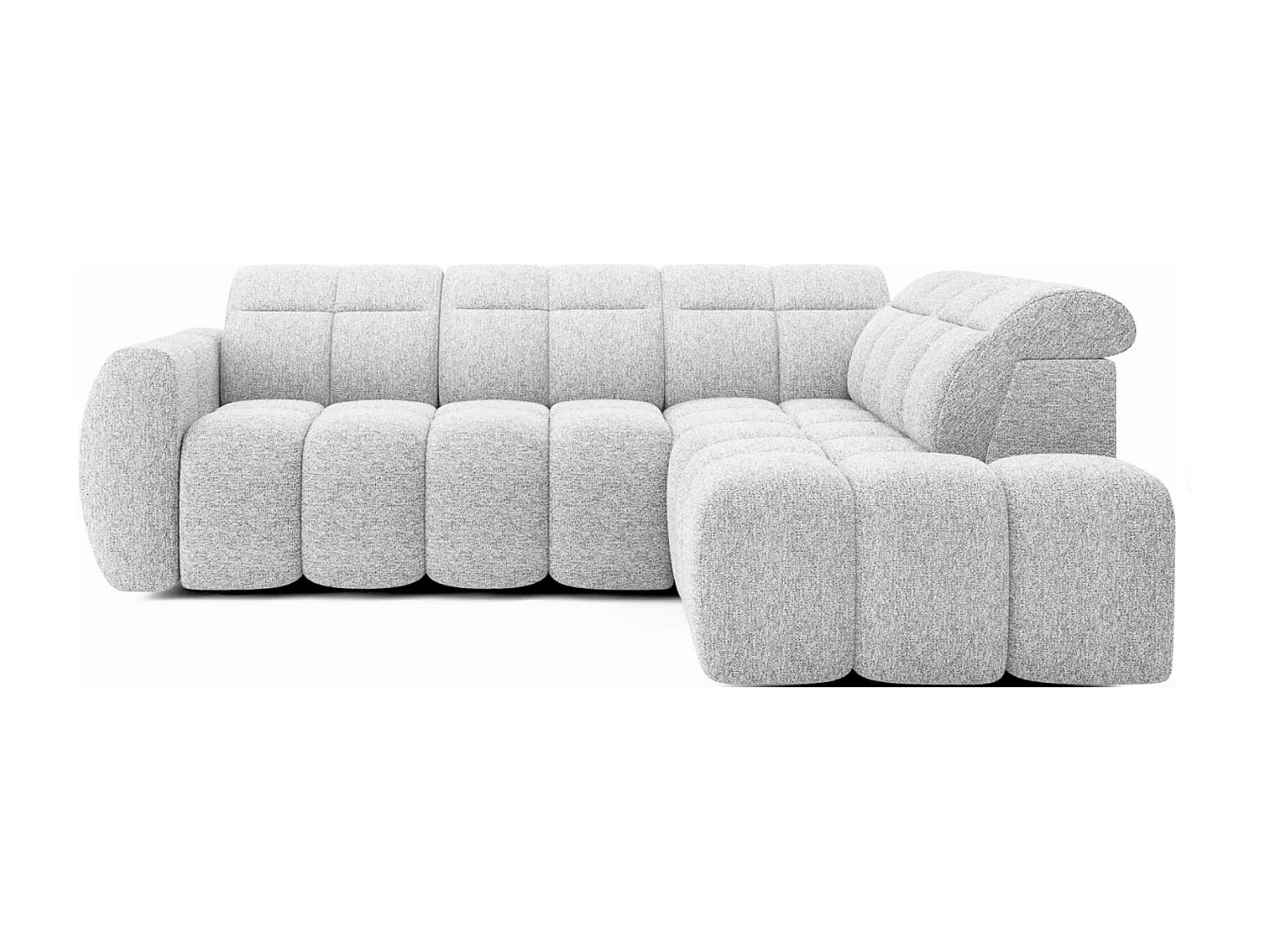 Canapé d’angle convertible 4 places tissu BOBOON 258cm – Coffre de rangement-Gris clair-angle droit