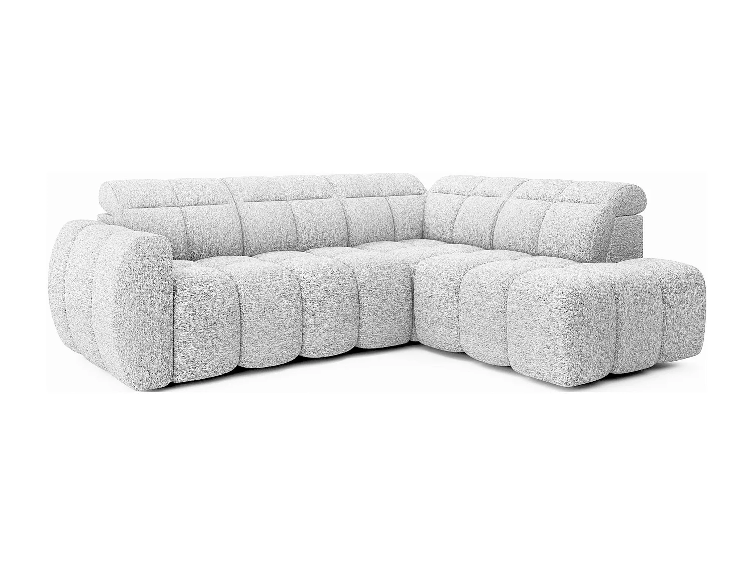 Canapé d’angle convertible 4 places tissu BOBOON 258cm – Coffre de rangement-Gris clair-angle droit