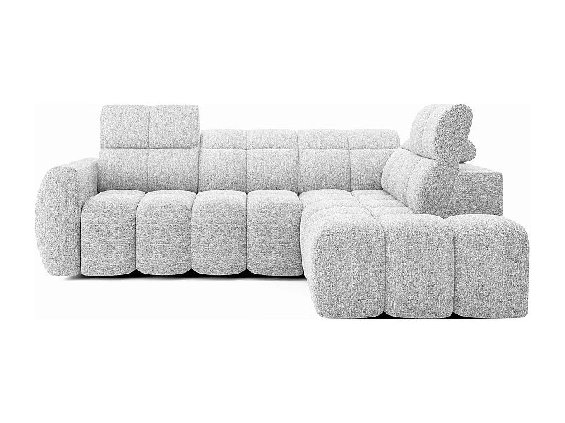 Canapé d’angle convertible 4 places tissu BOBOON 258cm – Coffre de rangement-Gris clair-angle droit