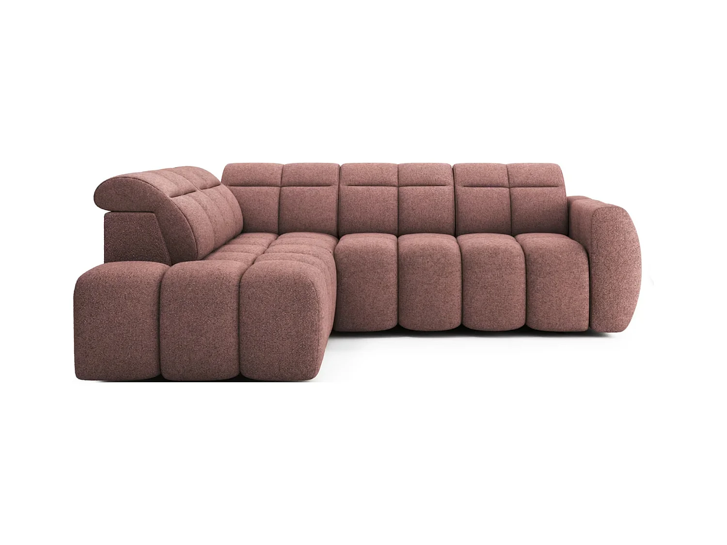 Canapé d’angle tissu Boboon – Convertible et coffre-Couleur Terracotta-angle gauche