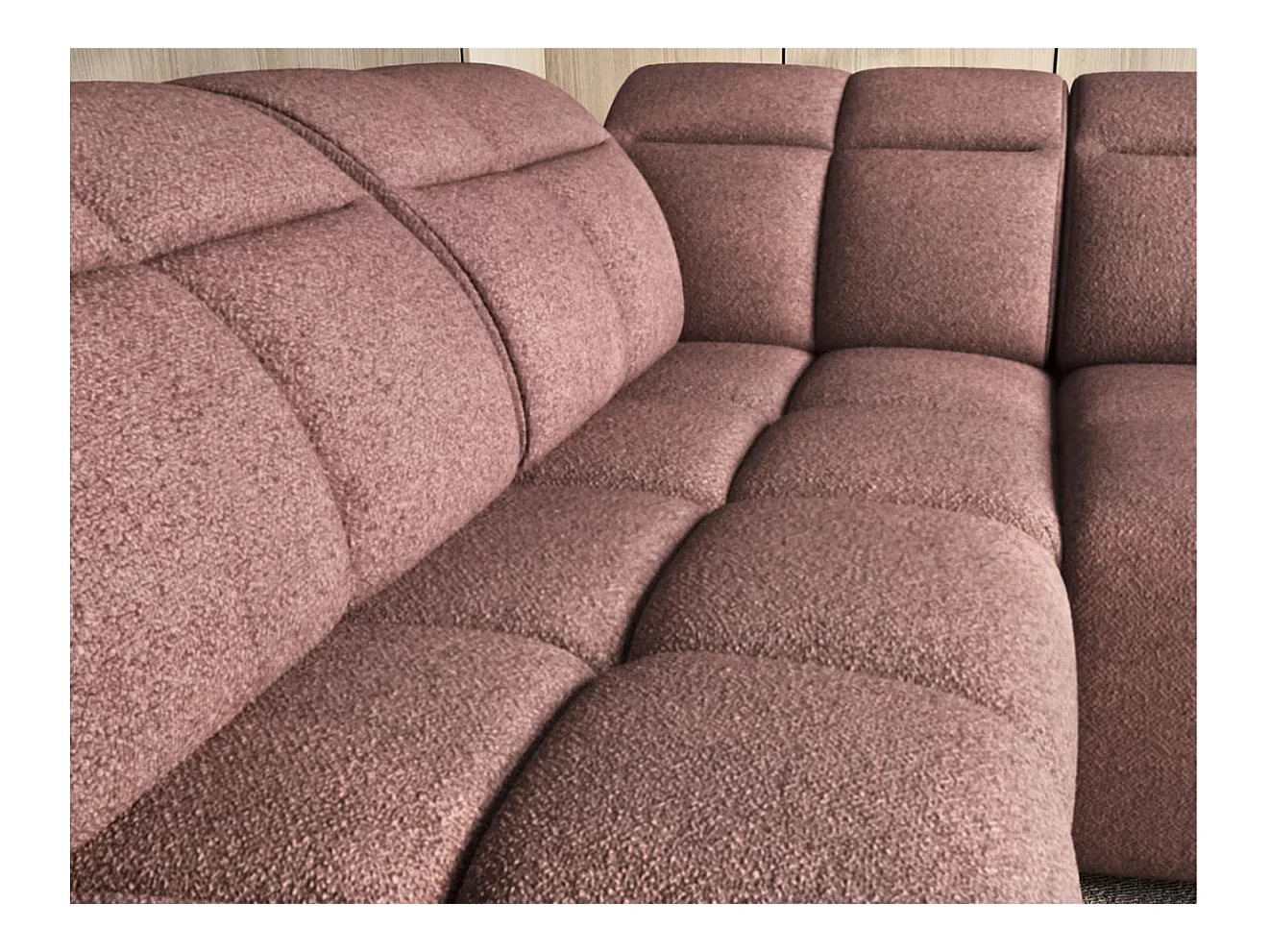 Canapé d’angle tissu Boboon – Convertible et coffre-Couleur Terracotta-angle gauche