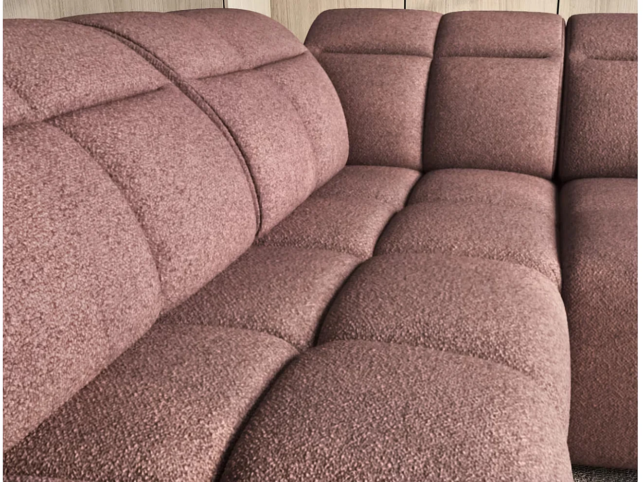 Canapé d’angle tissu Boboon – Convertible et coffre-Couleur Terracotta-angle gauche