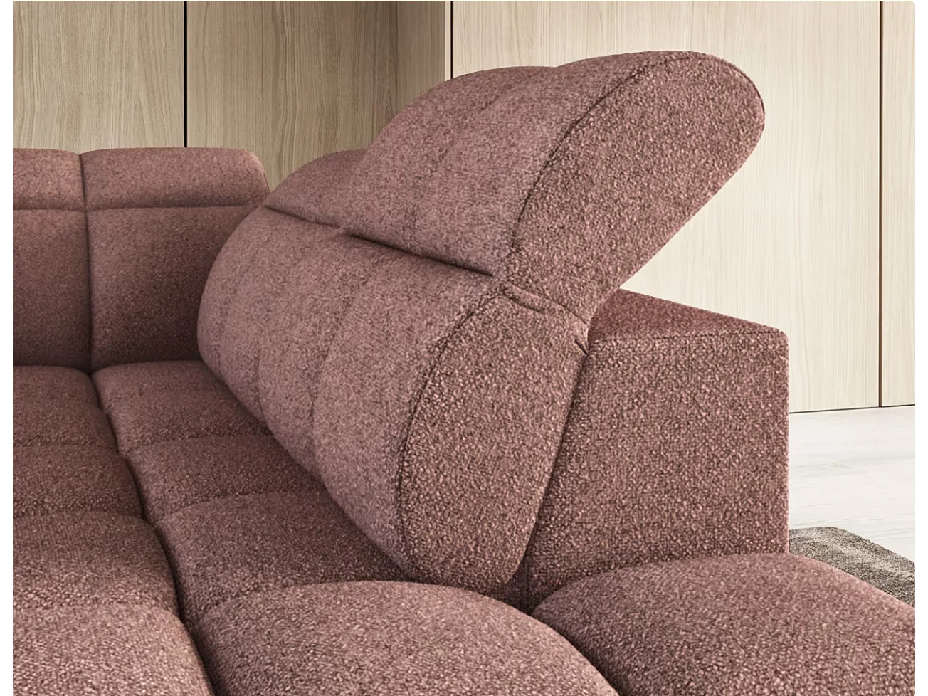 Canapé d’angle tissu Boboon – Convertible et coffre-Couleur Terracotta-angle droit