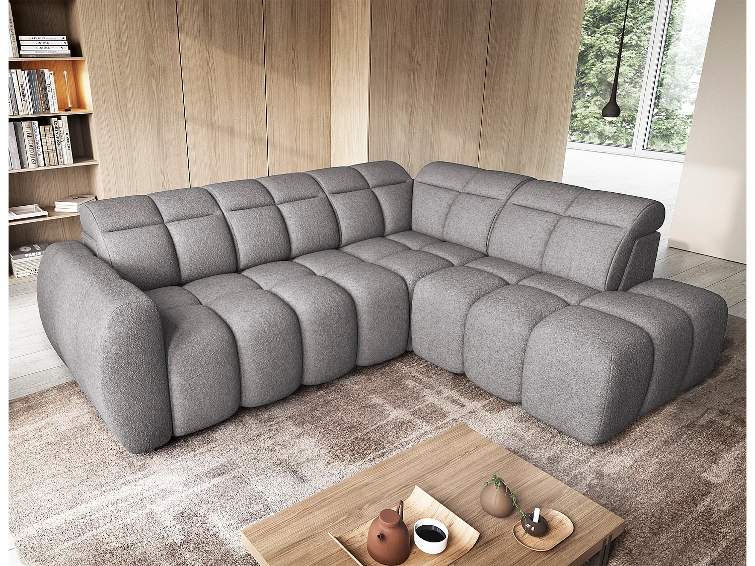 Canapé Corner Vineam R/Tissu/Anthracite