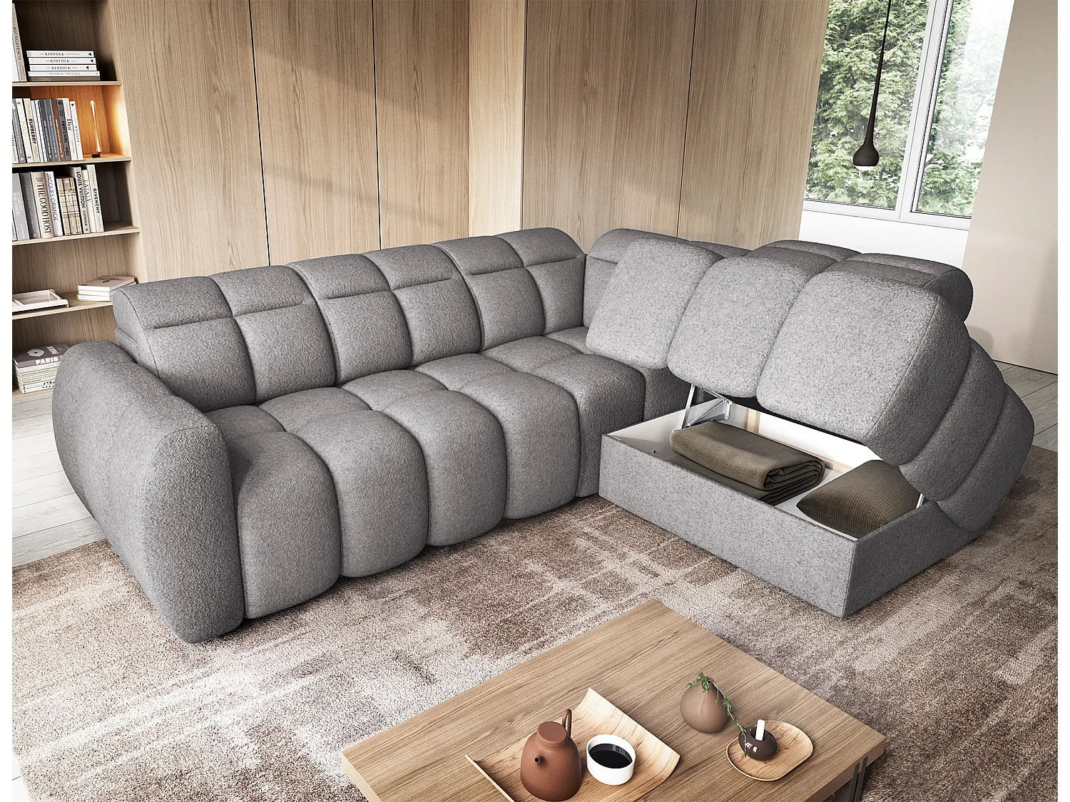 Canapé Corner Vineam R/Tissu/Anthracite