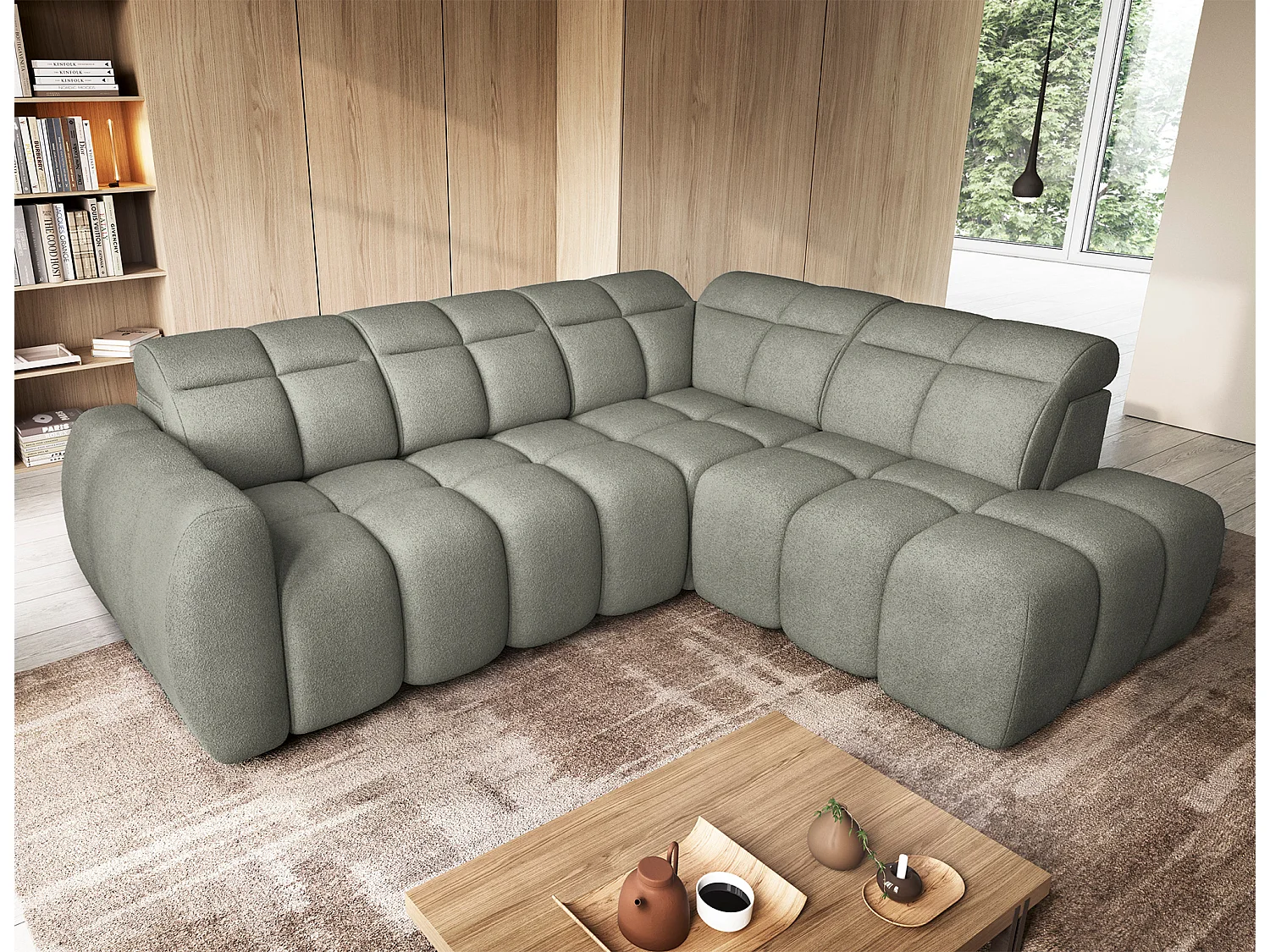 Divano d'angolo Vineam R/Tessuto/Verde