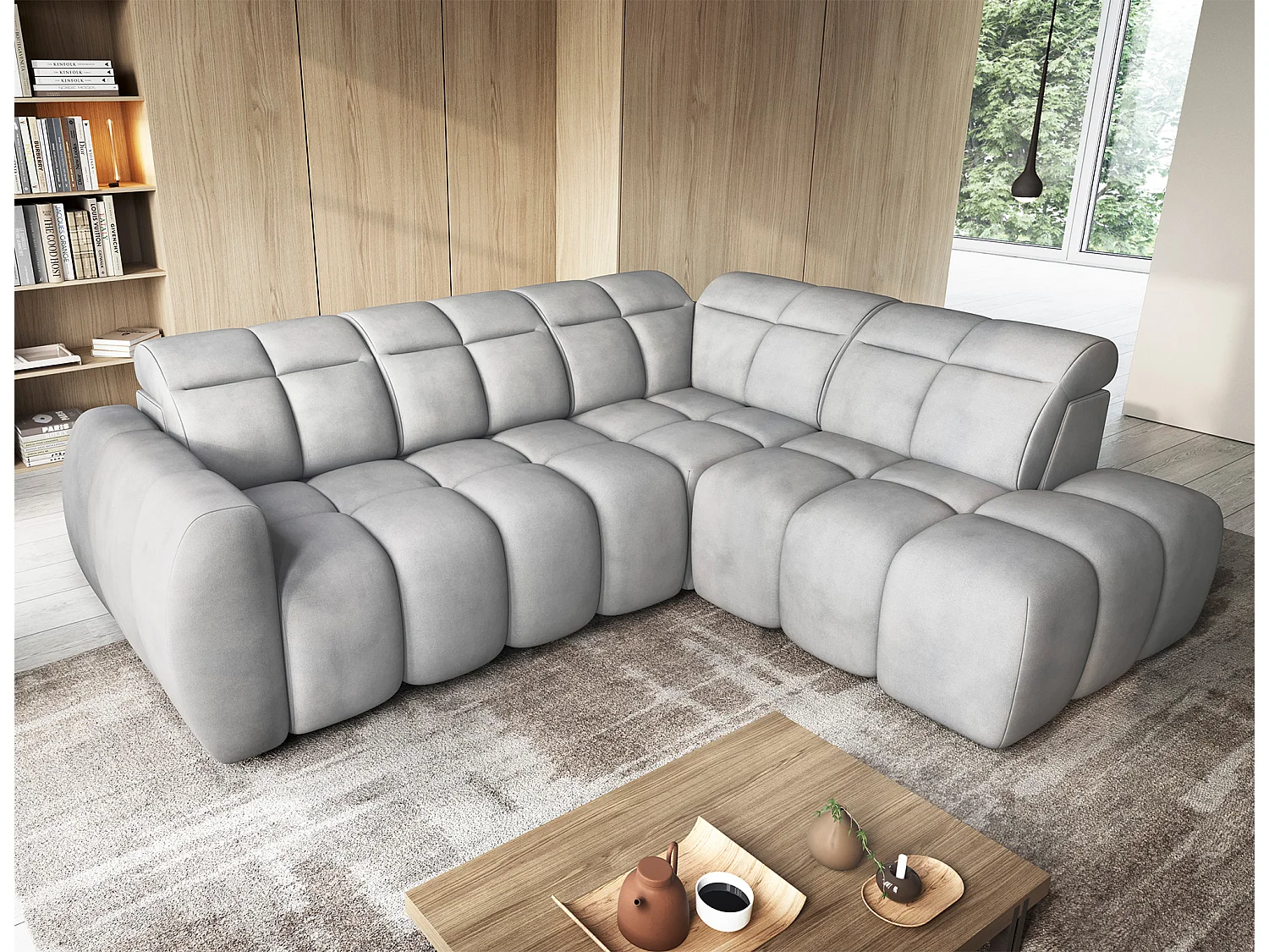 Ecksofa Vineam R/Stoffbezug/Grau