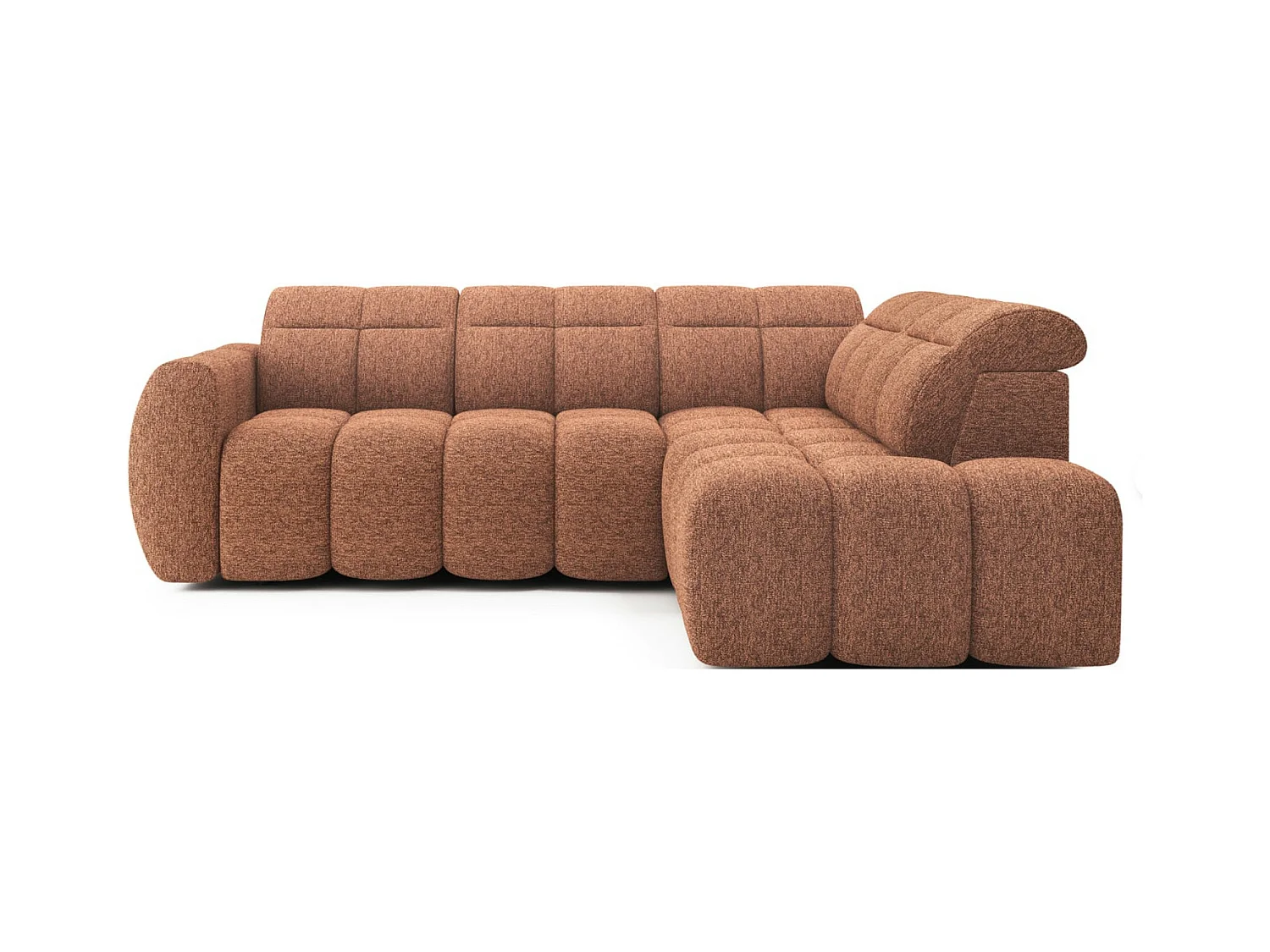 Canapé d’angle tissu Boboon – Convertible et coffre-Couleur Orange chiné-angle droit