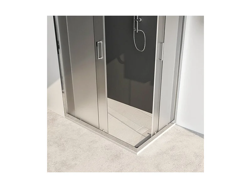 Box Doccia Angolare 100x130 Con Due Ante Scorrevoli Satinato Da 6mm - Acacia