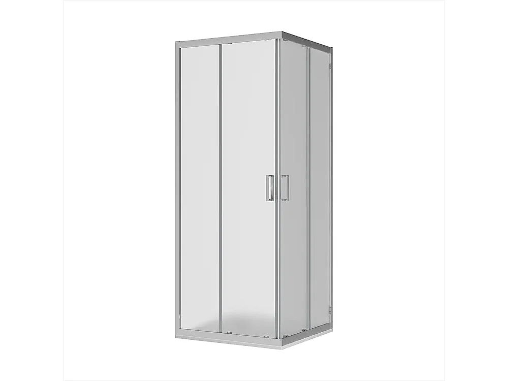 Box Doccia Angolare 80x100 Con Due Ante Scorrevoli Satinato Da 6mm - Acacia