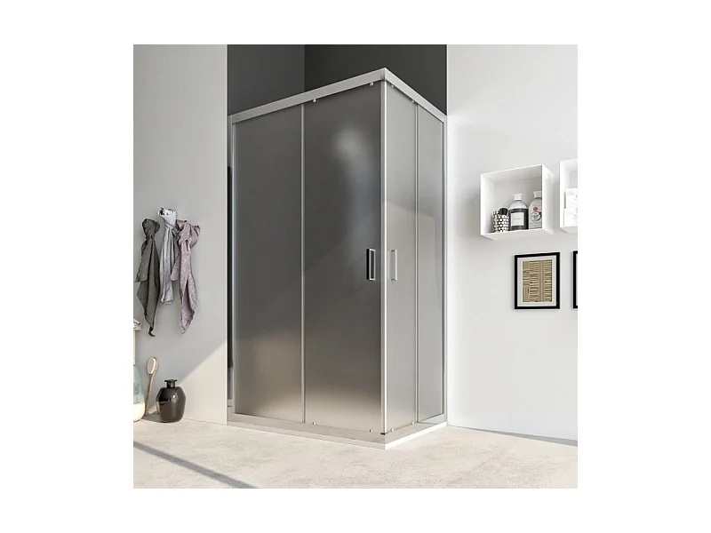 Box Doccia Angolare 70x80 Con Due Ante Scorrevoli Satinato Da 6mm - Acacia