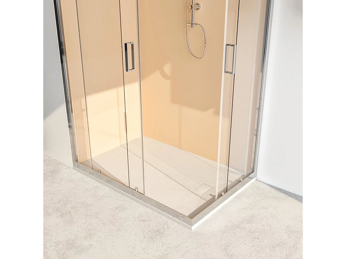 Box Doccia Angolare 100x100 Con Due Ante Scorrevoli Trasparente Da 6mm - Acacia