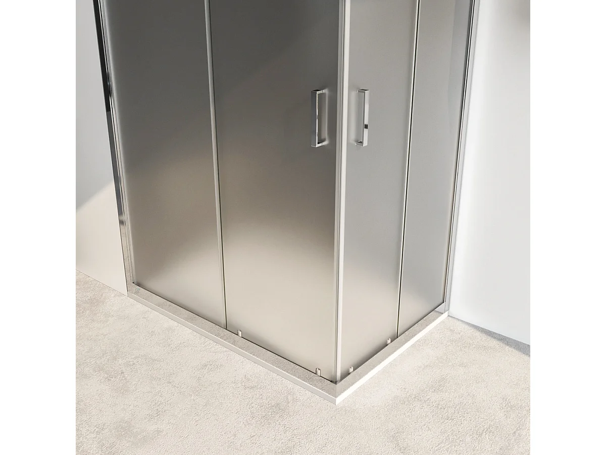 Box Doccia Angolare 110x130 Con Due Ante Scorrevoli Satinato Da 6mm - Acacia