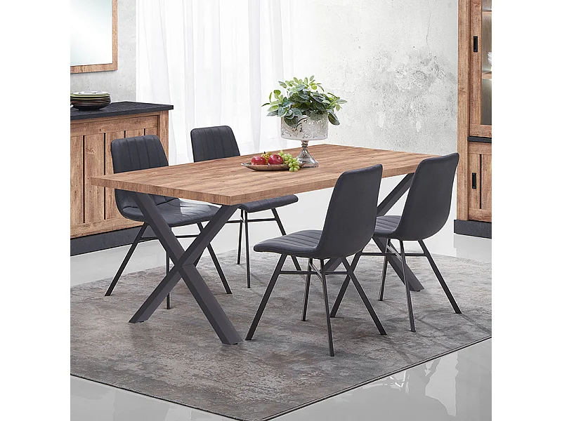 Table à manger 220 x 95 cm pieds en croix Edouard